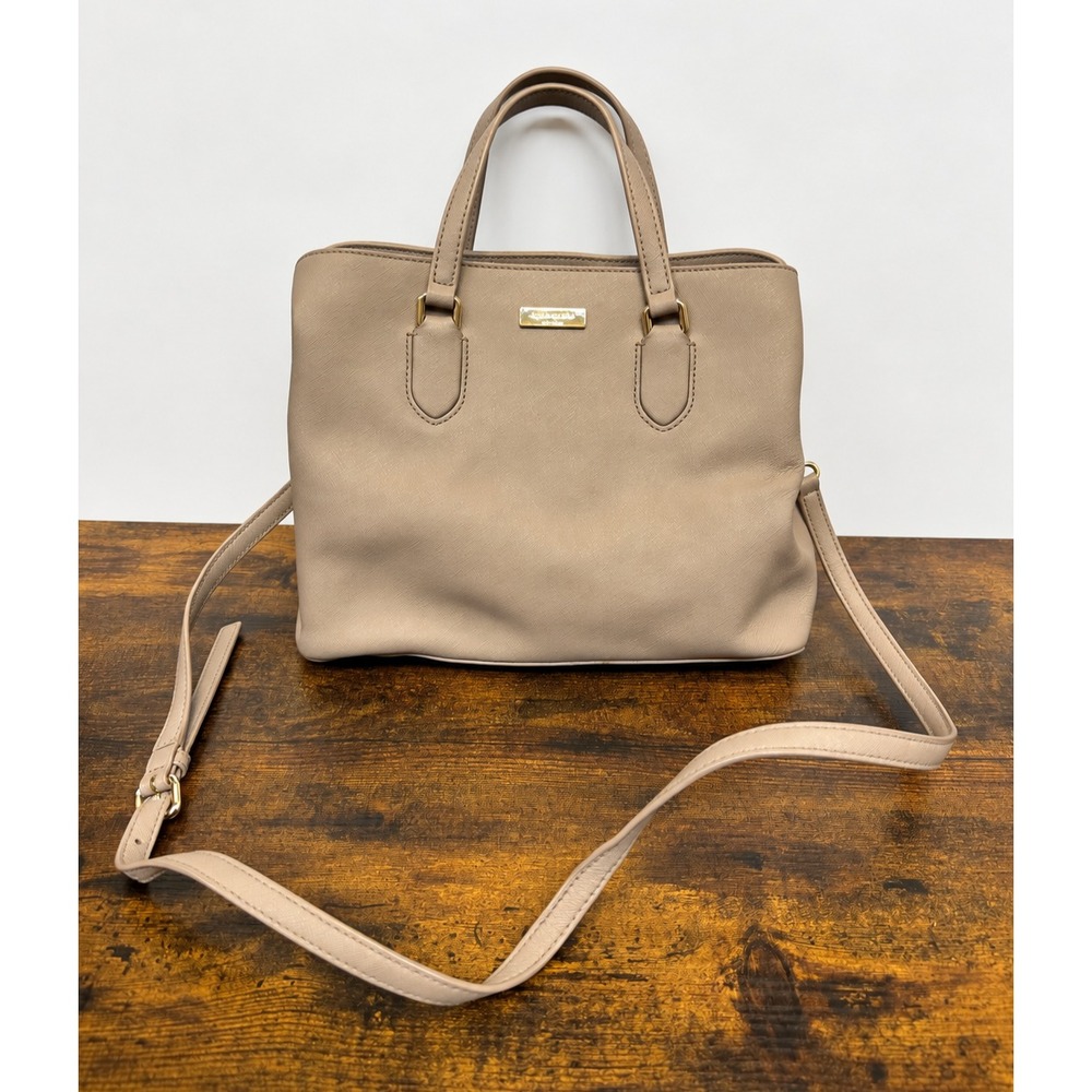 Kate Spade NY Laurel Way Evangelie Taupe Saffiano Leather Satchel Crossbody Bag - Picture 2 of 16